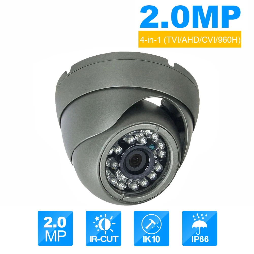 4-in-1 (TVI/AHD/CVI/960H Analog) 2MP CCTV Camera 1920x1080P Outdoor Security Dome Kamera 