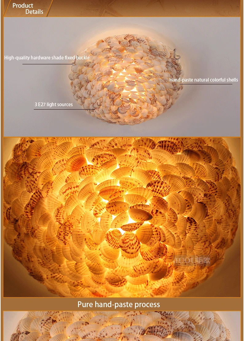 Luzes de Teto Lâmpada do Bulbo Estilo Mediterrâneo Escudo Natural Breve Rústico Lâmpadas Teto Quarto Sala Estar Lâmpada E27 6 Luzes e Iluminação