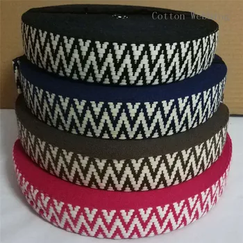 

40 Meters/roll Cotton Webbing 4 cm Width Wave Webbing Black Navy Red Brown Double-sided Webbing