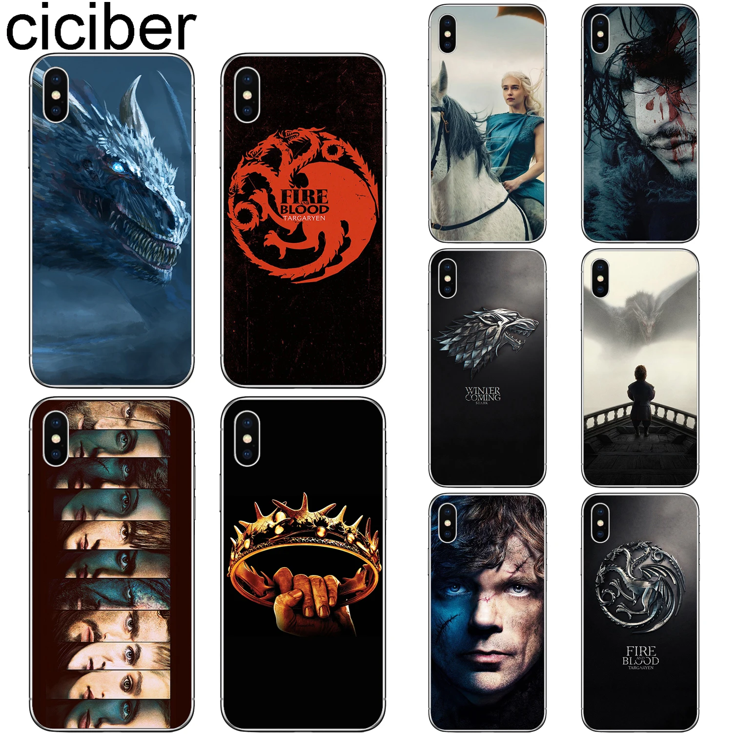 

ciciber Game Thrones Cover Funda for Apple Iphone 7 8 6 6S Plus 5S SE Clear Soft TPU Phone Case for Iphone X XS MAX XR Coque