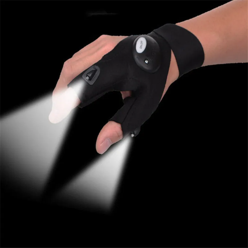 

MRTNAN fingerless gloves with LED lights flashlight gloves camping hiking hunting gloves left / right hand fishing magic strap