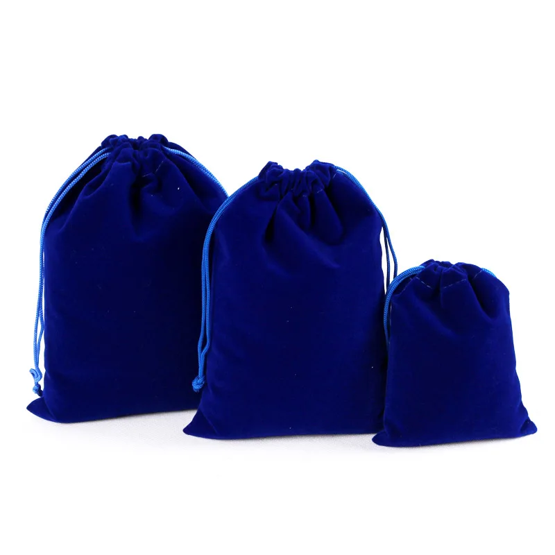 50 шт. 9x12 см бархатные сумочки мешочки с завязками ювелирный дисплей контейнер для бисера сумки для хранения свадебного мероприятия праздничная подарочная упаковка сумки - Цвет: Синий