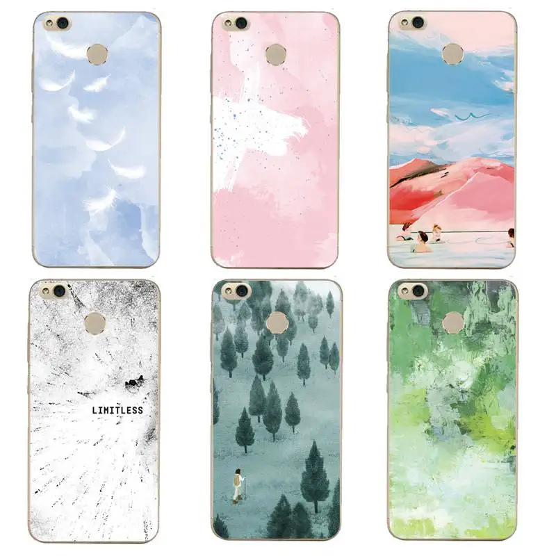 Marble Soft Clear TPU Phone Case For xiaomi redmi 4x 4a note5a note4x 5s mi6 note3 Forest Feather Coque Cover Free Shipping | Мобильные