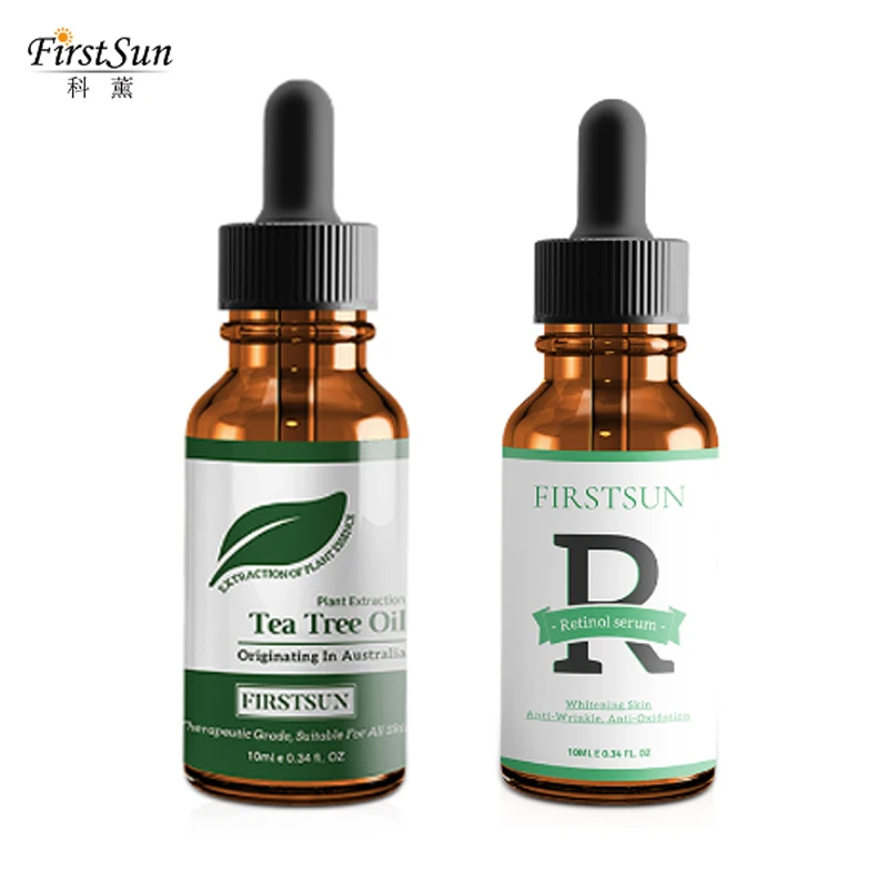 

2pc Firstsun Retinol Vitamin A/C/E Serum Essence Moisturizer Anti Wrinkle Aging Face Serum Acne Treatment Tea Tree Essential Oil