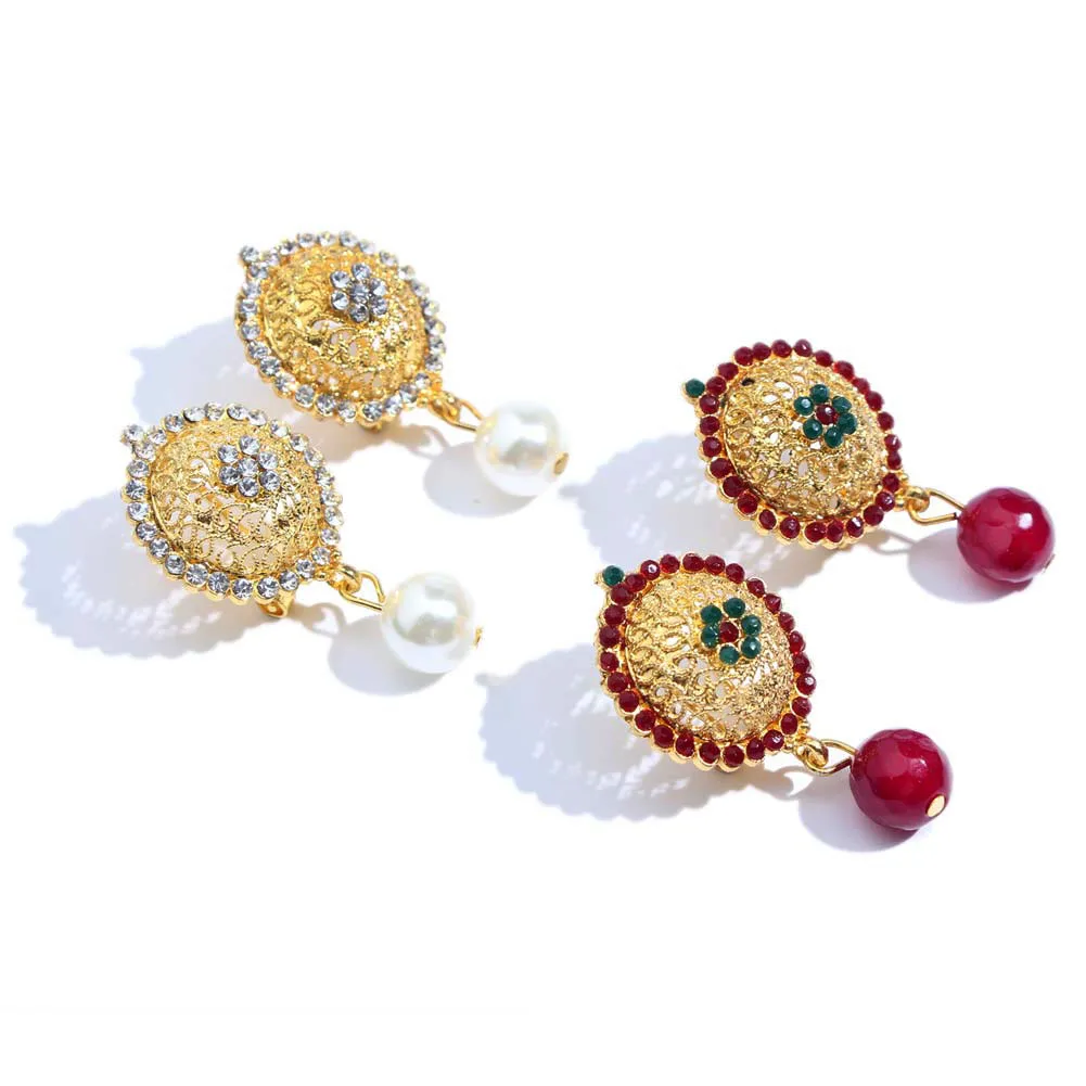 Просто Почувствуйте индийский арабский, из Дубая комплекты украшений для женщин, эфиопская Свадебная мода имитация с жемчугом, кристаллами, бисером ожерелье серьги набор