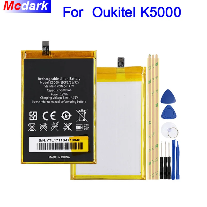 

Mcdark 5000mAh Battery For Oukitel K5000 Batterie Bateria Accumulator AKKU ACCU PIL Mobile Phone+Tools