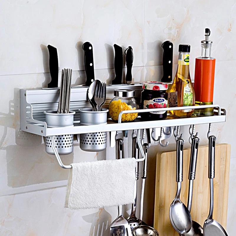 1Pce Metal Strong Silvery Kitchen Shelf Space Aluminum Kitchen Pendant