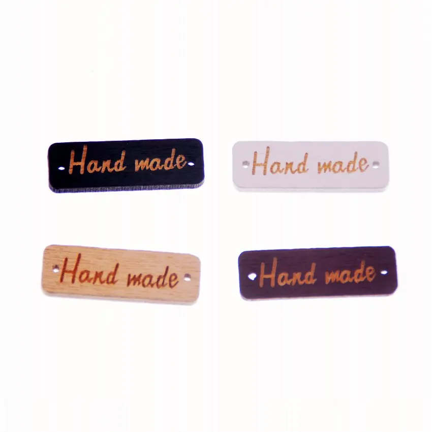 

Free Shipping Retail 10Pcs Painting With "Hand made" 2 Holes Connectors Sewing Wood Buttons Scrapbooking 30x10mm