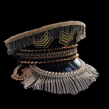 Красивый Панк золотые заклепки металлическое украшение бахромой шляпа Униформа вечерние бар DJ представление кепка "певец" для женщин