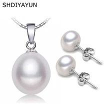 SHDIYAYUN ювелирный набор из жемчуга, натуральный пресноводный серьги из жемчуга, классический набор украшений для женщин из стерлингового серебра 925 пробы
