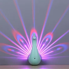 USB Charging Touch Switch Little Night Light For Children LED Color Bedroom Decoration Peacock Pattern Projector