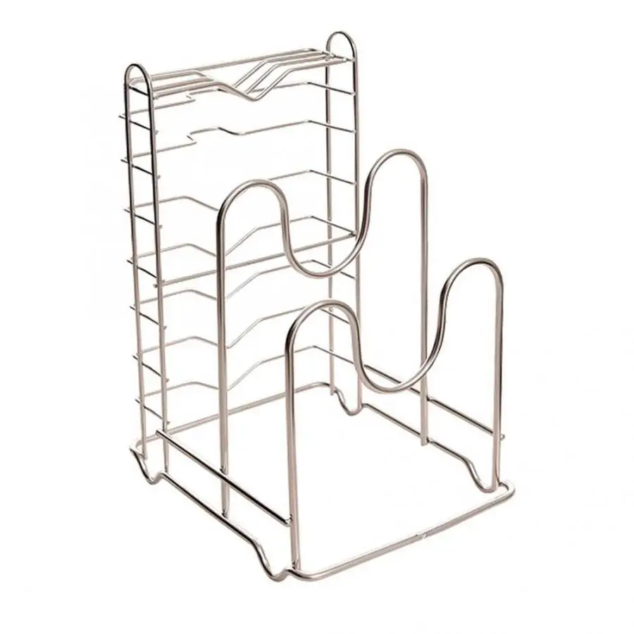 

Shelf Bathroom Stainless Steel Kitchen Storage Rack Pan Pot Lids Cutting Board Organizer Paper Towel Rack 11