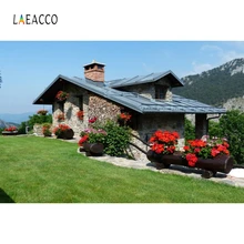 Laeacco Stone House Flower Grassland Portrait Photography Backgrounds Customized Wedding Photographic Backdrops For Photo Studio Laeacco Stone House Flower Grassland Portrait Photography Backgrounds Customized Wedding Photographic Backdrops For Photo Studio