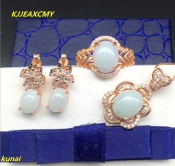 

KJJEAXCMY boutique jewels 925 set of pure natural white jade women's set of bride jewelry and jewelry gift necklace.