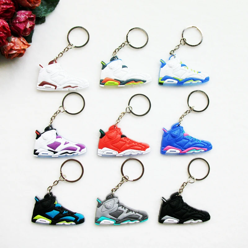 Mini Silicone Shoes Jordan 6 Keychain Key Chain Sneaker Car Key Holder