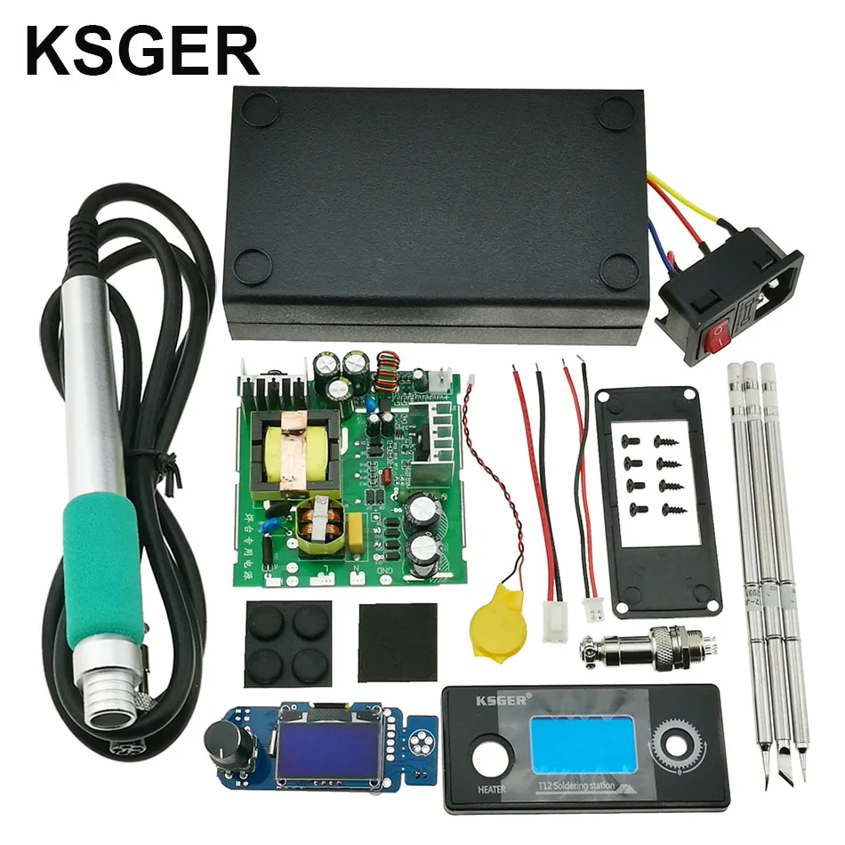 KSGER T12 STM32 V2.1S DIY наборы паяльник станция OLED контроллер ABS чехол из нержавеющей стали T12 наконечники FX9501 ручка из алюминиевого сплава - Цвет: sets 5