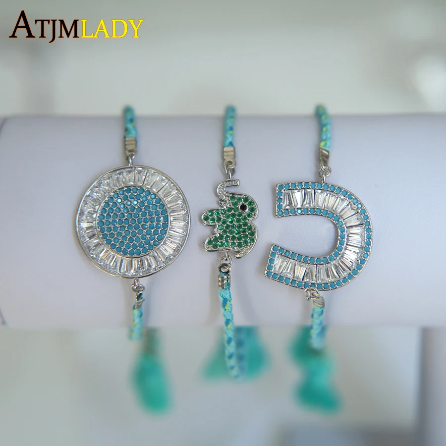 

2018 Special Offer Women Rope Chain Copper Round Bling Aaa+ Turquoises Handmade Rope Taseel Fashion Girl Gift New Bracelet