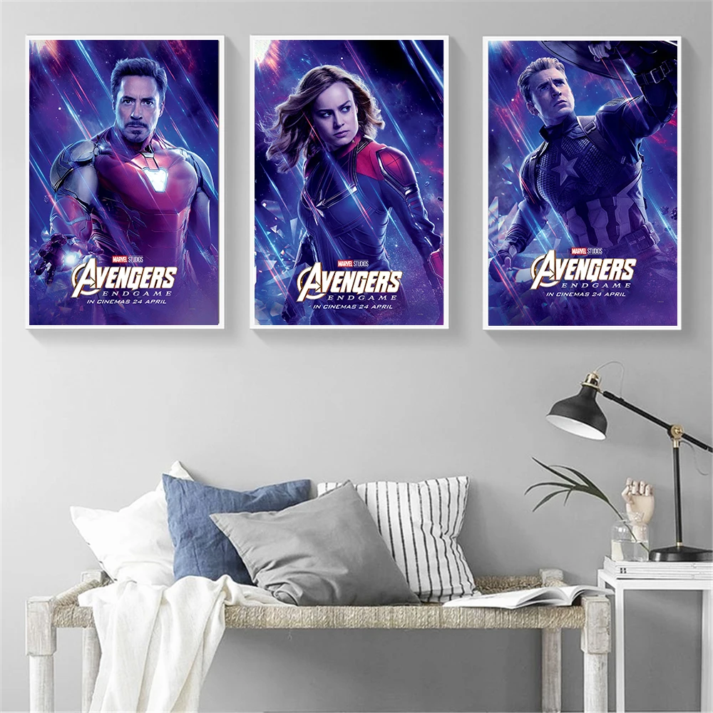 

Marvel Poster Movie Avengers Endgame Superhero Picture Captain HD Print Home Decor Wall Art Living Room Canvas Painting