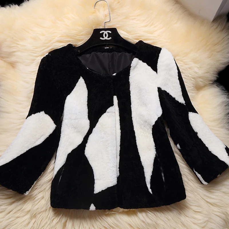 

2018 natural Merino Sheep Fur coat women sheep shearing fur jacket winter thick sheep fur coat Free shipping F766