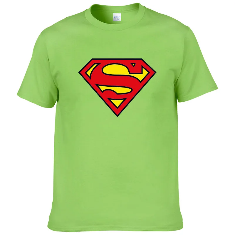 Модная мужская футболка Супермена, Летний стиль, короткий рукав, хлопок, повседневная брендовая футболка супергероя, крутые футболки#289 - Цвет: light green
