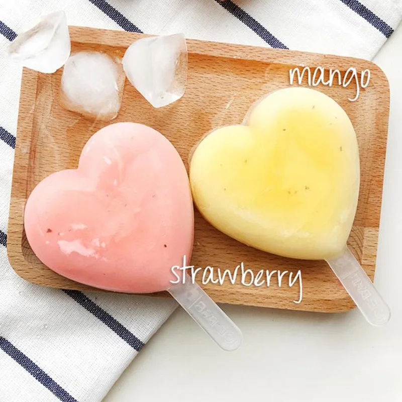 

2pcs Silicone Heart ice cream mold Pop Popsicle Mold Pudding Tray Pan Kitchen Frozen Lolly Mould Ice Cream Maker