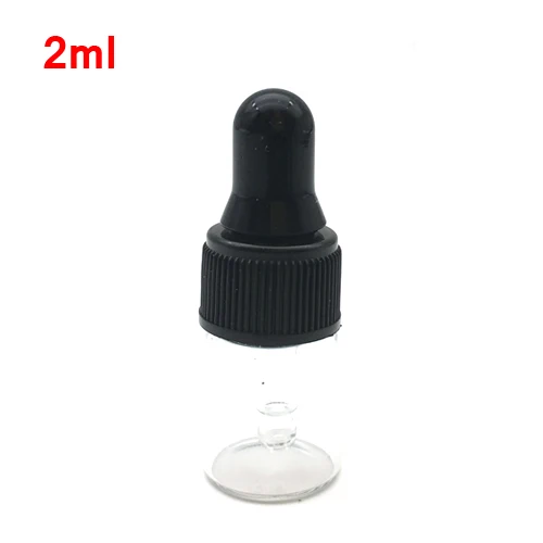 2ml Clear with Black 5 шт 2 мл маленькие стеклянные флаконы с чистой стеклянной крышкой капельницы маленькие эфирные масла мини чистый флакон-капельница - Цвет: 2ml Clear with Black