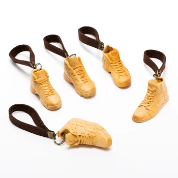 

Mini Wood statuette Shoes Sneaker 350 Retro Miniature sculpture shoe simulation desk statue modern with Rope