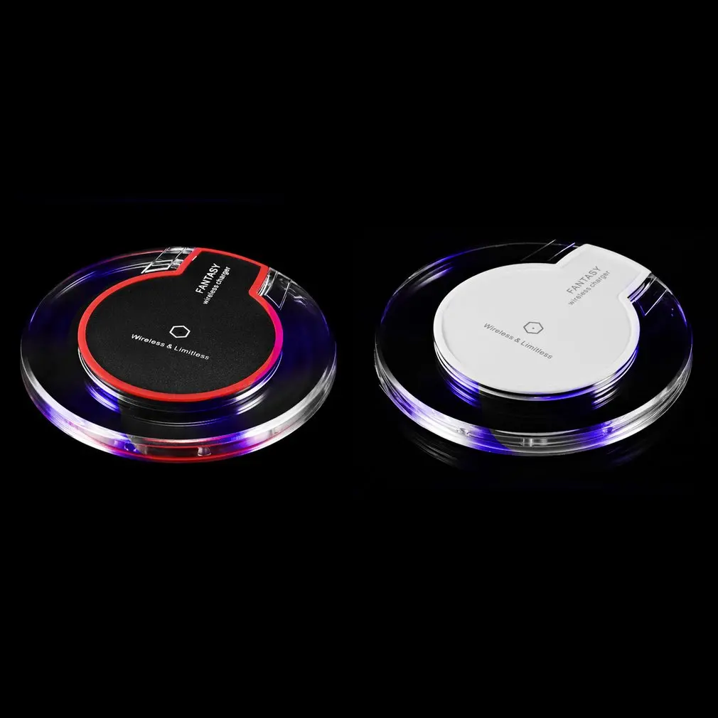 New Wireless Charging Dock Charger Crystal Round Charging Pad With Receiver For Iphone for Samsung