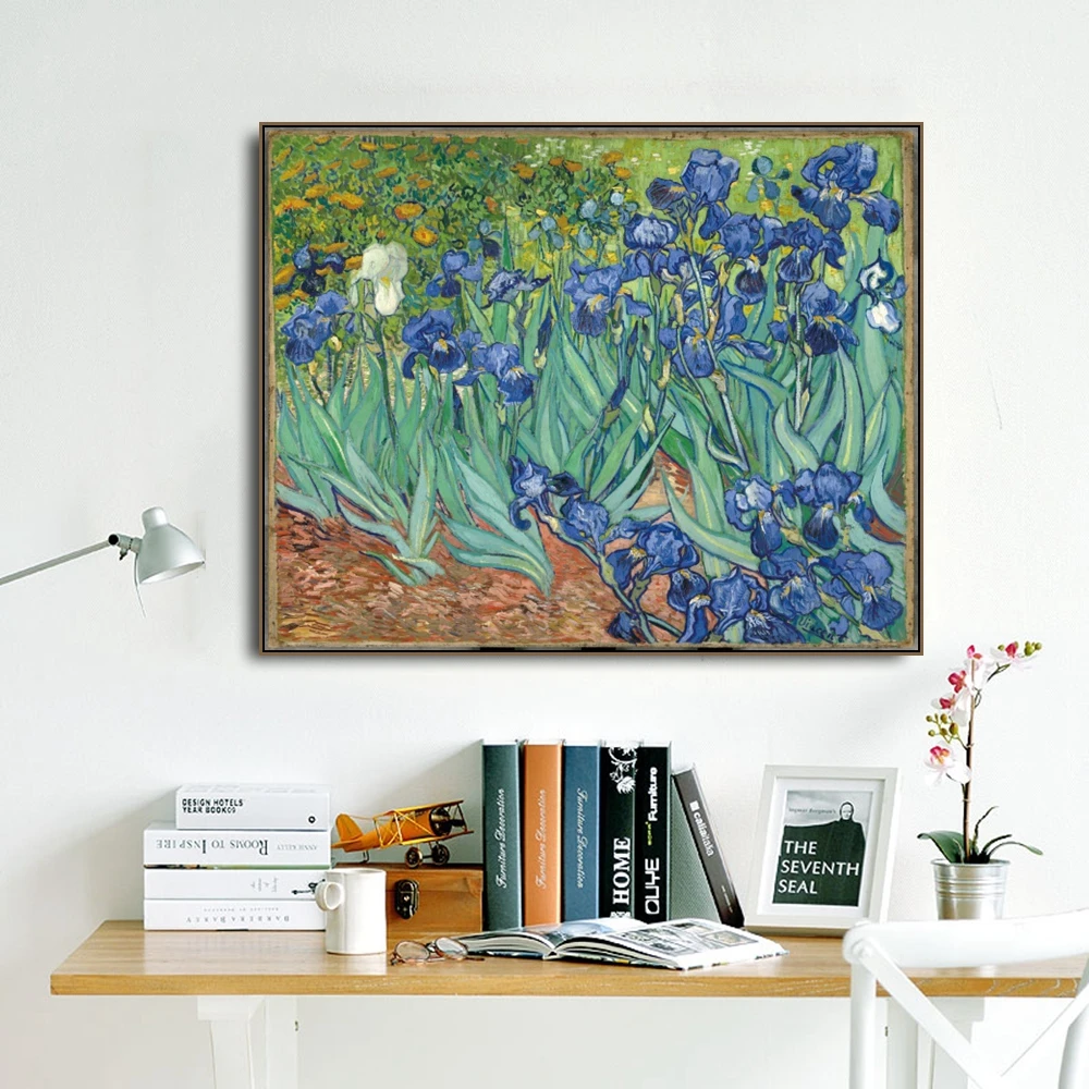 

Iris Flowers by Vincent Van Gogh Poster Print Canvas Painting Calligraphy Wall Picture for Living Room Bedroom Home Decor