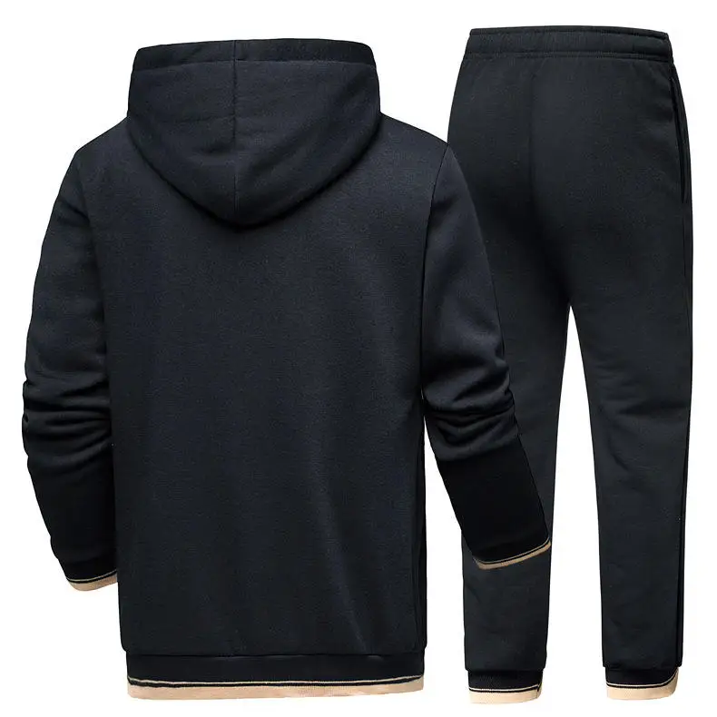 2019 Cotton Men Sets High Quality Hooded Pullover Tracksuit Male Sweatshirt Men Sportswear Suits Youth Sweatshirts+Sweatpants 14