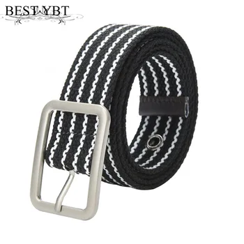 

Best YBT Unisex Belt Canvas Alloy Pin Buckle Women Belt Cowboy outdoor sports Simple Fashion Casual High Quality Men Belt