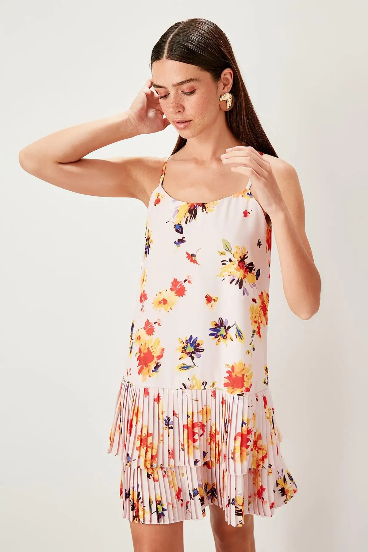 

Trendyol Powder Piliseli Patterned Dress TWOSS19VM0010
