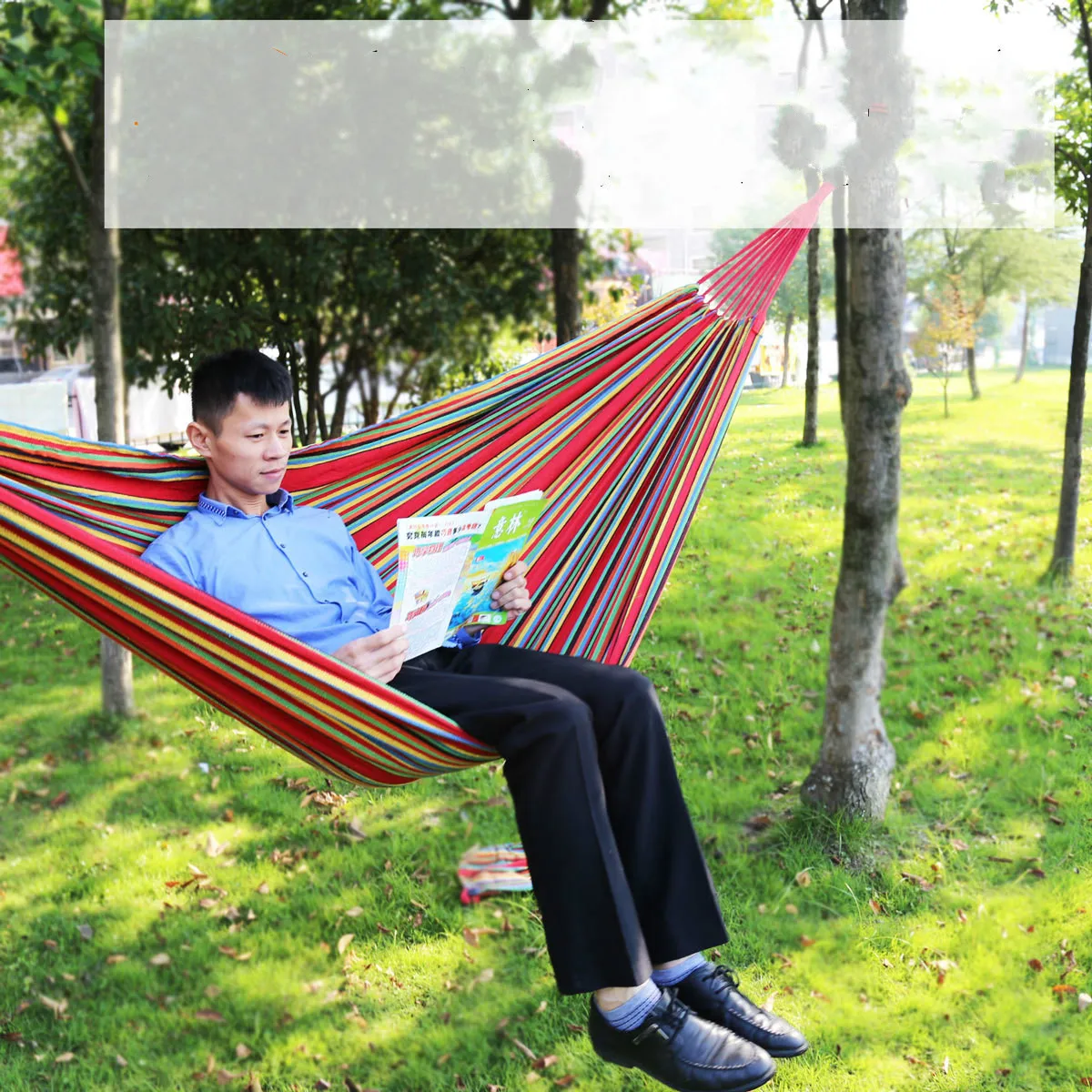 Outdoor Color Striped Hammock Double Canvas Home Dormitory Hammock