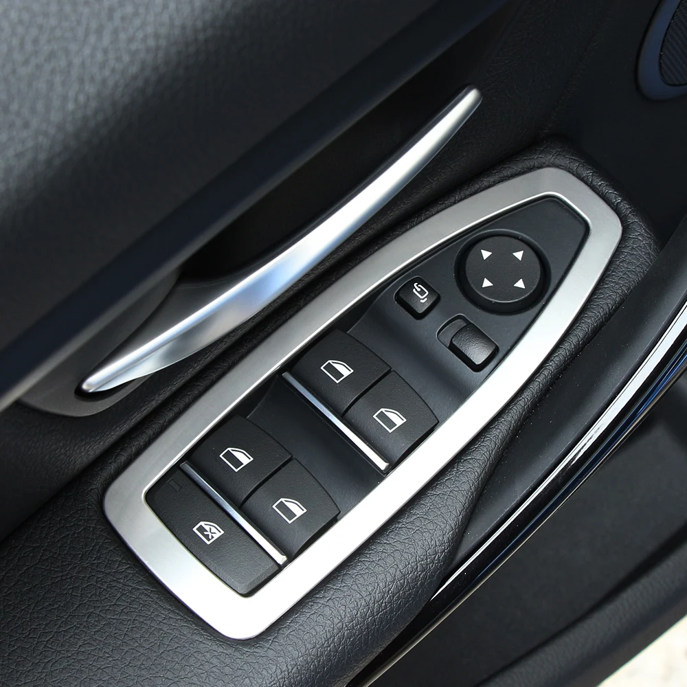 

Car-styling,Interior Stainless Steel Car Door Window Switch Lift Panel Trim Cover For BMW 3 Series F30 320i 328i 2013-2017