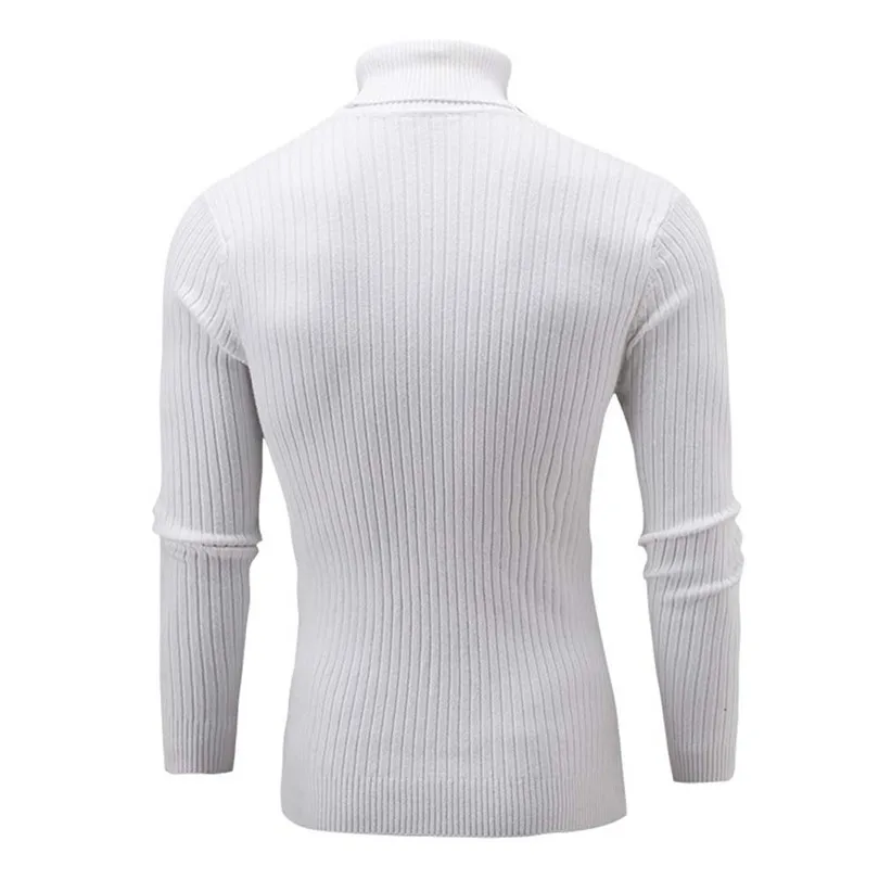 Новая мода осень зима для мужчин тонкий утепленная одежда вязать высокое средства ухода за кожей Шеи Пуловер Джемпер сплошной свитер