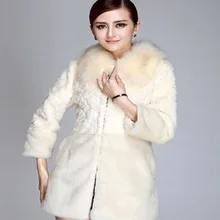 Копия новой коллекции года, осенне-зимнее длинное пальто с искусственным кроличьим мехом, Женское пальто с мехом