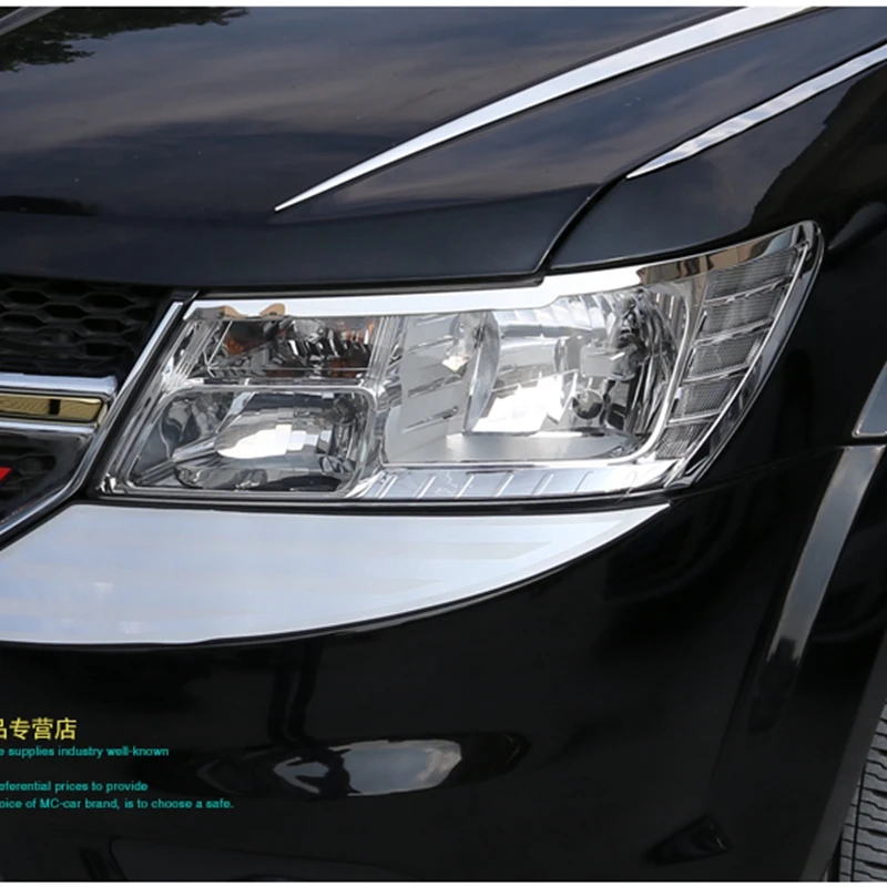 

Fit For Dodge Journey JCUV JC For Fiat Freemont 2012 2013 2014 2015 ABS Chrome Front Headlight Lamp Cover Trim Lamps Covers 2Pcs