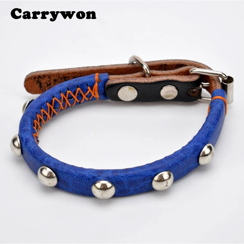 Carrywon Pets PU Leather Punk Style Dog Collars Rivet Decorated Cool