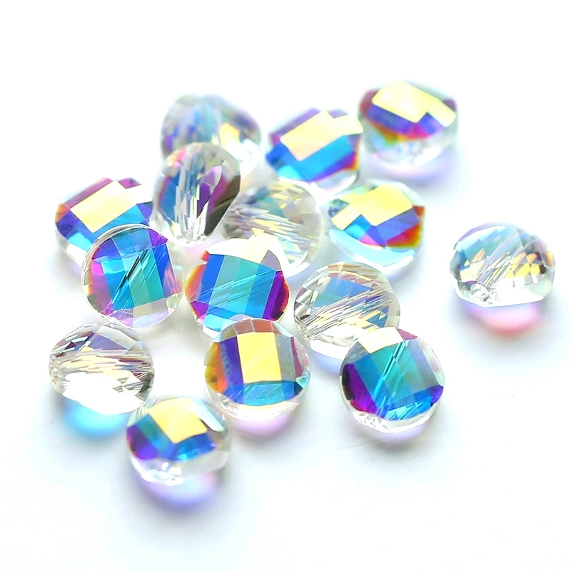 

7mm mixed color faceted glass Twisted beads flat crystal Austria beads for bracelet necklace making Jewelry findings 100pcs