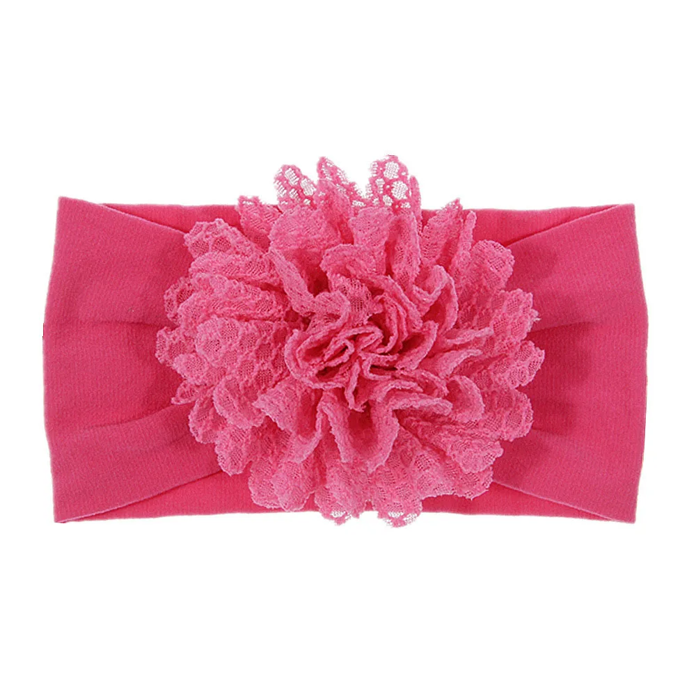 

Nylon Elastic Headband Baby Girls Lace Flower Hairband for Children Fashion Party Headwear Accessory