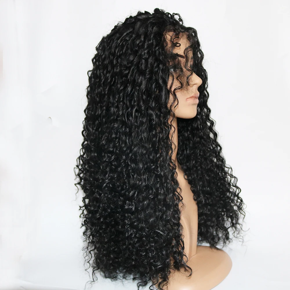 Фэнтези, красота, 180%, высокая плотность, Jerry Curl, синтетический парик на кружеве, жаропрочные волокна, длинные кудрявые парики для черных женщин