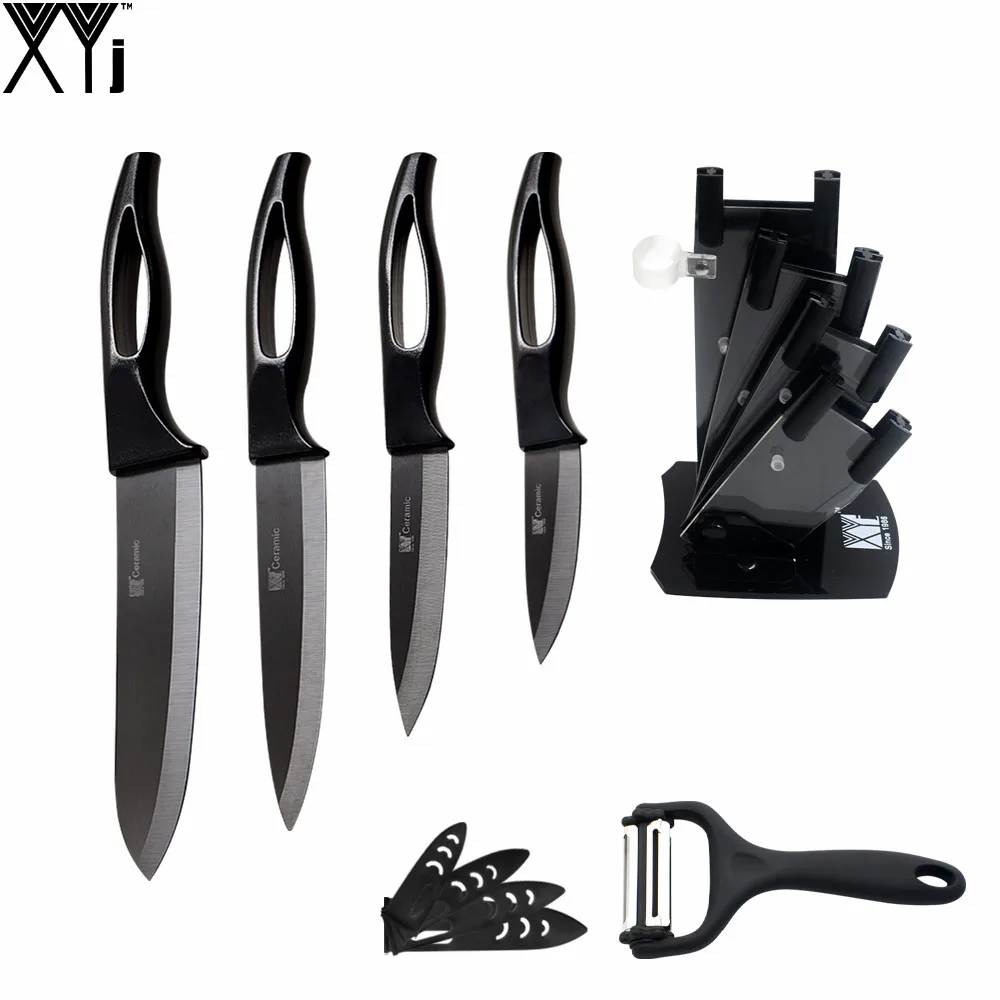 Экологичное черное керамическое лезвие нож акриловый держатель для ножей+ многофункциональный нож для овощей+ ABS+ ручка TPR " 5" " 3" кухонный нож