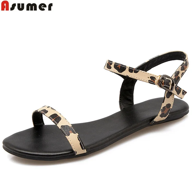 

ASUMER 2020 fashion summer ladies shoes casual comfortable buckle sandals Leopard flat with shoes woman size 32-40