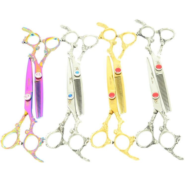 

6.0Inch Meisha Colorful Professional Hairdressing Scissors Set Dragon Cutting Scissors Thinning Shears JP440C Hair Tools HA0265