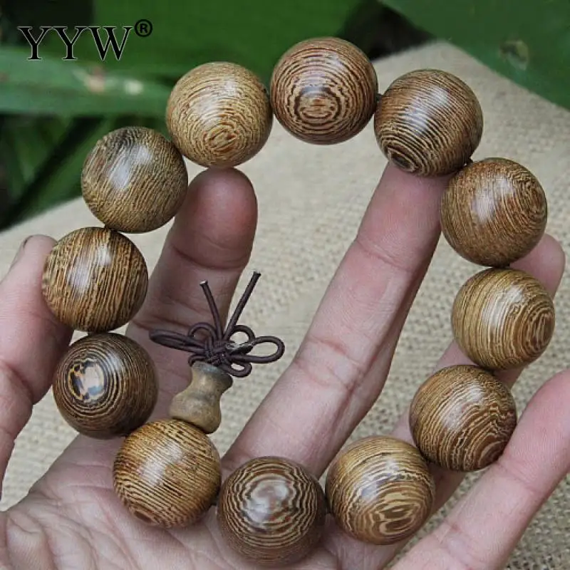 

Natural Wenge Wood Vintage Men Bracelet 10 12 30mm Beads Mala Buddha Prayer Charm Bracelets for Men Women Jewelry Wooden Bangles