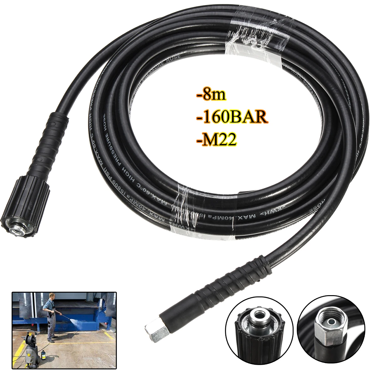 

8 meters High Pressure Washer Cleaning Hose 160 Bar Washer Extension Hose For Cleaning Machine Car Wash Accessories
