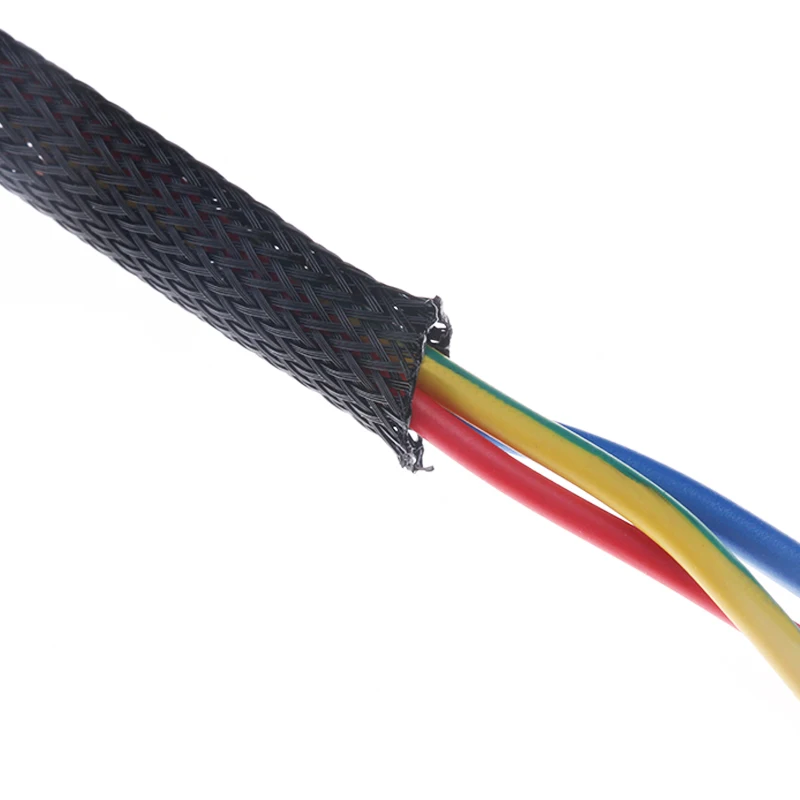 Черный цвет, 10 м 4/6/8/10/12/15/20/25 мм; изоляционный кабель в оплетке кабель с длинными рукавами, плотный PET, проволочные тросы защиты расширяемый кабельная муфта