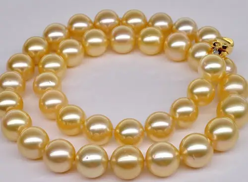 

FREE SHIPPING HOT sell new Style >>>>>BEAUTY 17"11MM NATURAL SOUTH SEA GENUINE GOLD PEARL NECKLACE 14Kt CLASP