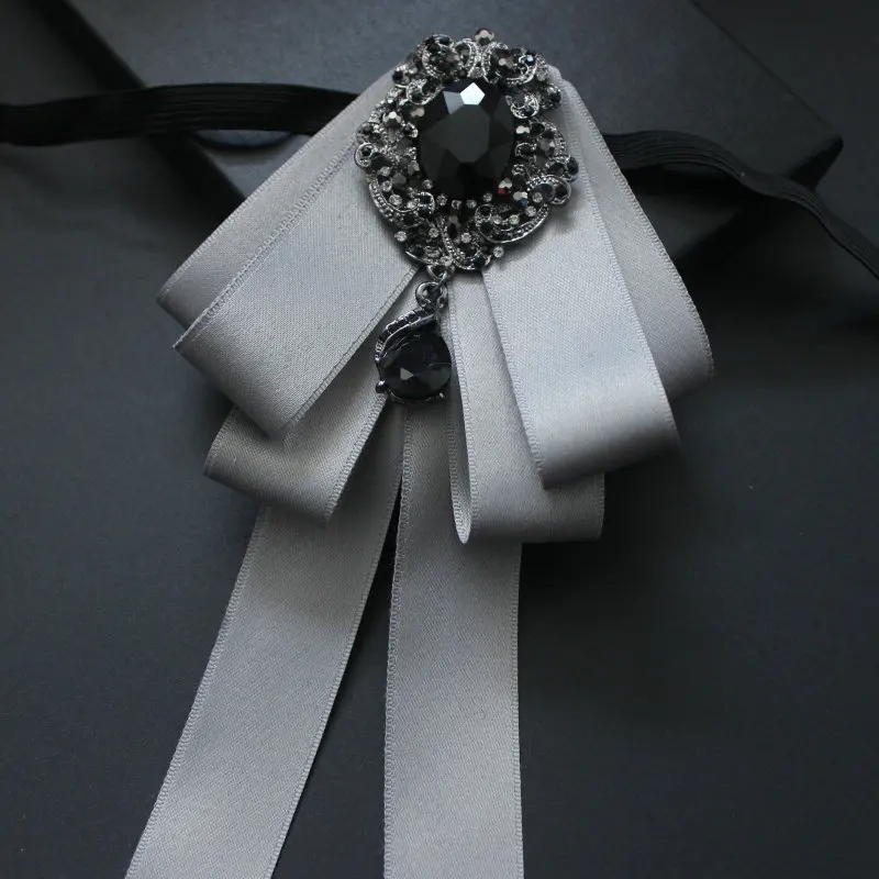 Официальная Мужская Свадебная вечеринка воротник рубашка галстуки бабочки галстук ручной работы шелковая лента сплав Бабочка черный горный хрусталь кристалл галстук-бабочка - Цвет: Rhinestone Bow tie
