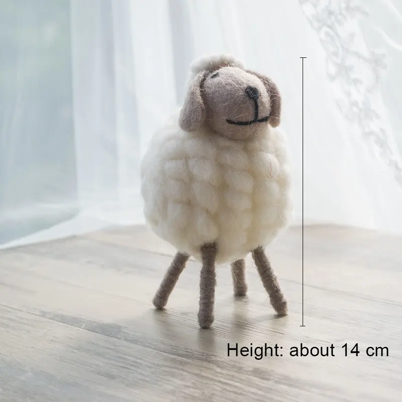 Genuine Northyle cute mini sheep wool miniature sheep craft figurine home decoration accessories christmas gift - Цвет: M white